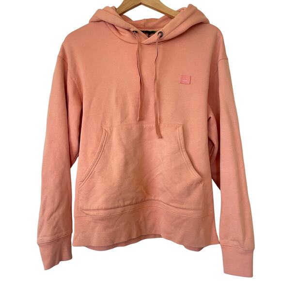 Acne Studios Unisex Cotton Salmon Pink Ferris Face Hooded Sweatshirt • Size L - Picture 2 of 6